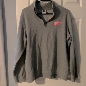 DETROIT RED WINGS OFFICIAL NFL GEAR 3/4 ZIP SWEATER
